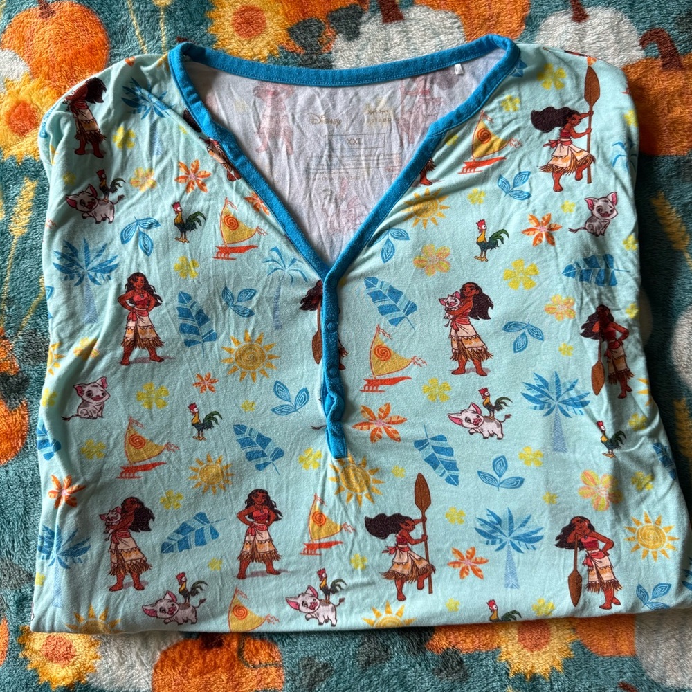Little Sleepies Moana Women’s Long Sleeve Sleep Shirt GUC Size XXL.